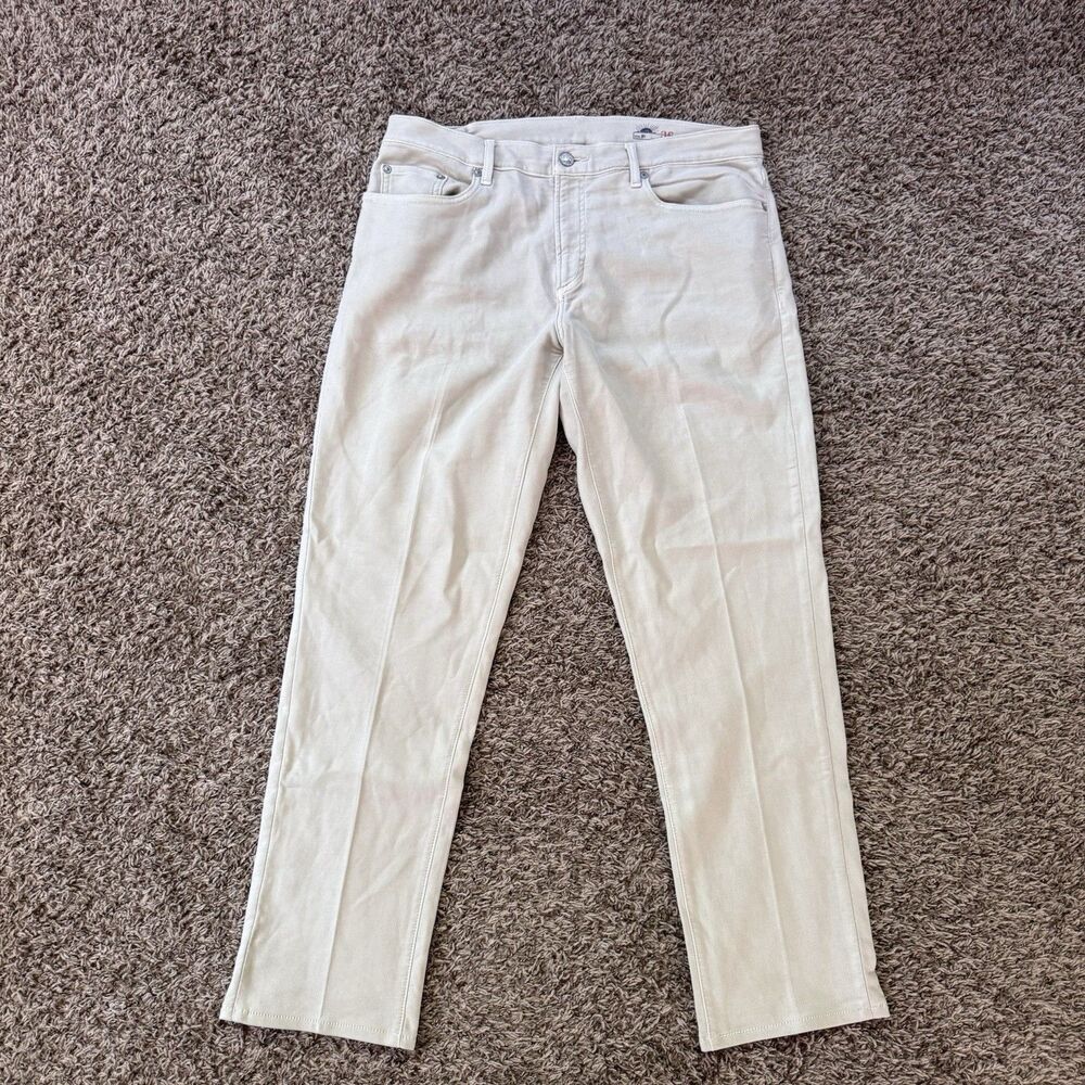 Faherty Pants Stretch Terry 5 Pocket Slim Fit Mens 36x31 Cream Ivory